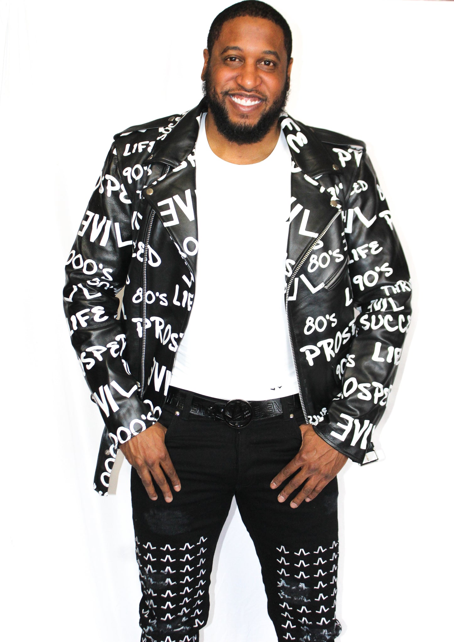 Graffiti Leather Jacket (PREORDER) 2 WEEK PREPARATION (TURNAROUND TIME)