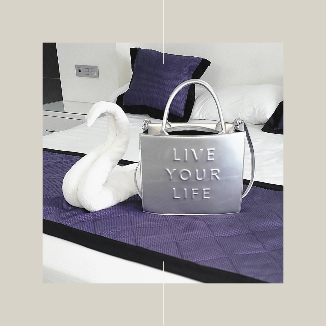 Live Life Silver Bag