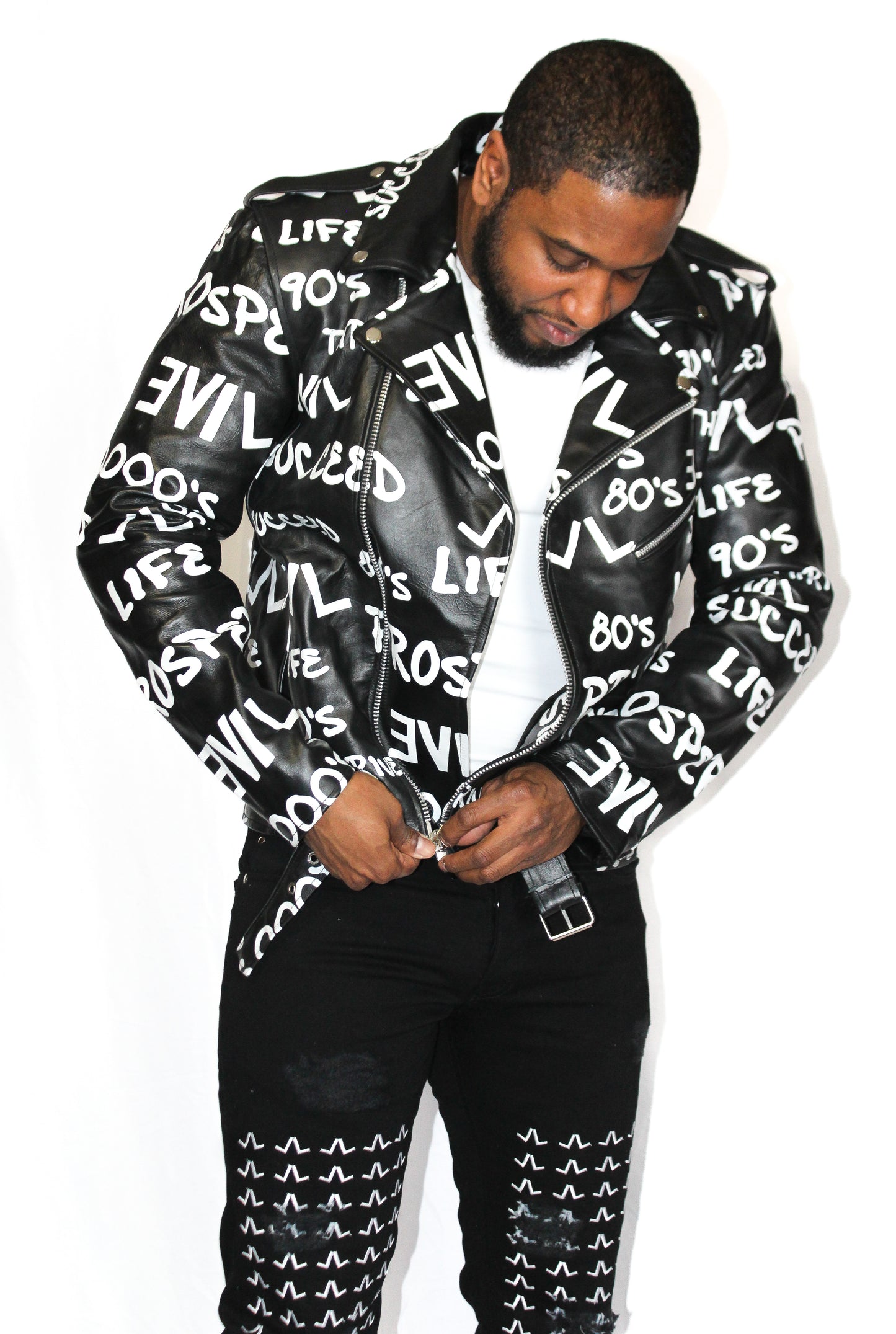 Graffiti Leather Jacket (PREORDER) 2 WEEK PREPARATION (TURNAROUND TIME)