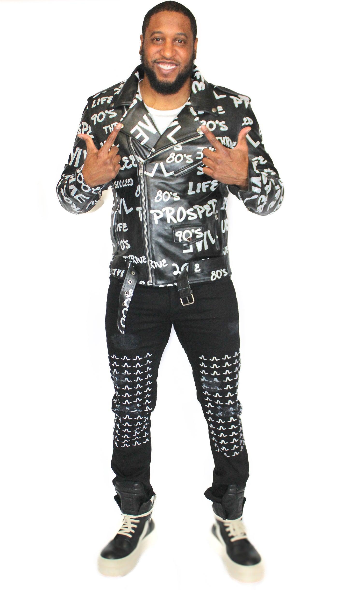 Graffiti Leather Jacket (PREORDER) 2 WEEK PREPARATION (TURNAROUND TIME)