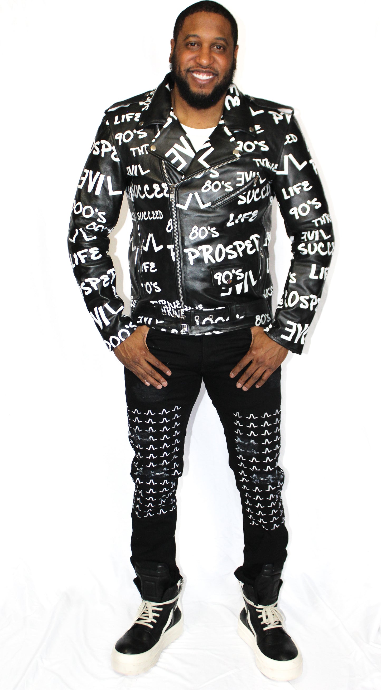 Graffiti Leather Jacket (PREORDER) 2 WEEK PREPARATION (TURNAROUND TIME)
