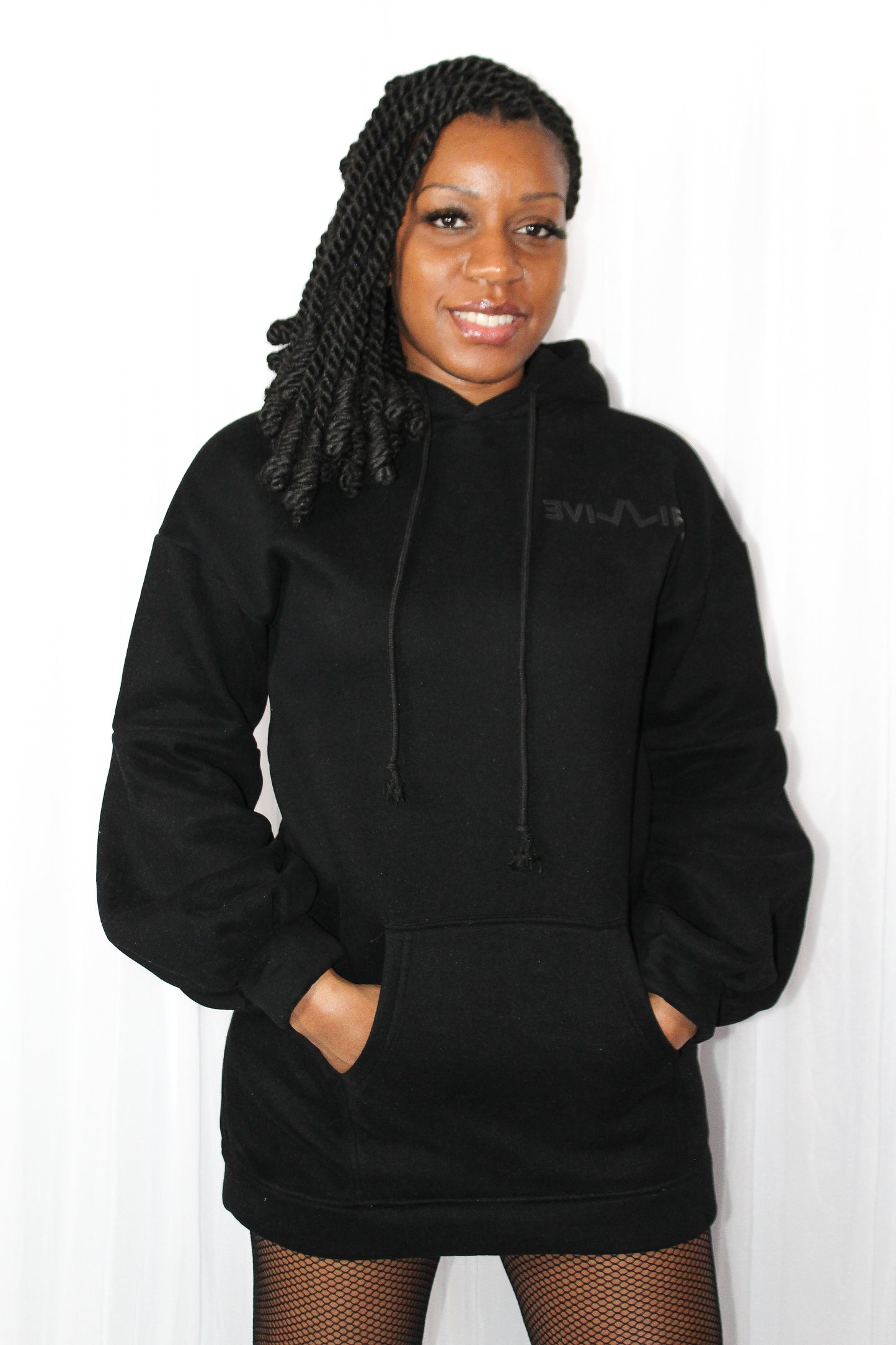 LIVE LIFE BLACK OVERSIZED HOODIE DRESS