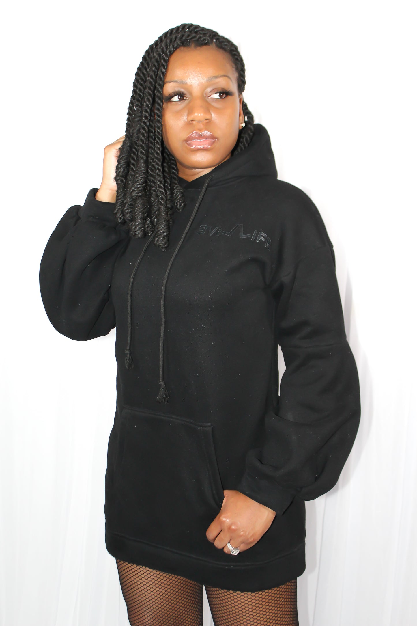 LIVE LIFE BLACK OVERSIZED HOODIE DRESS