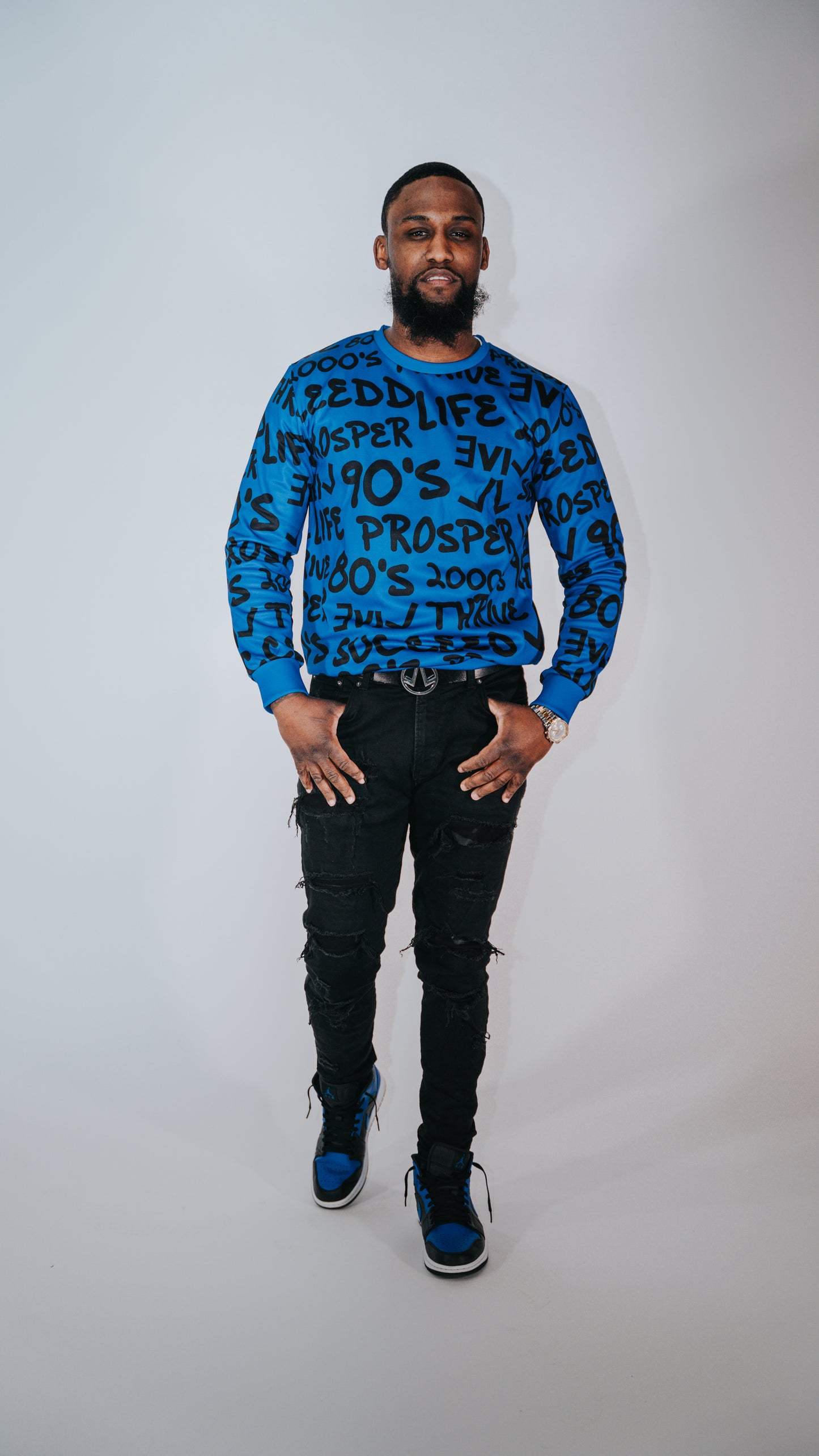 Live Life Blue Graffiti Sweater