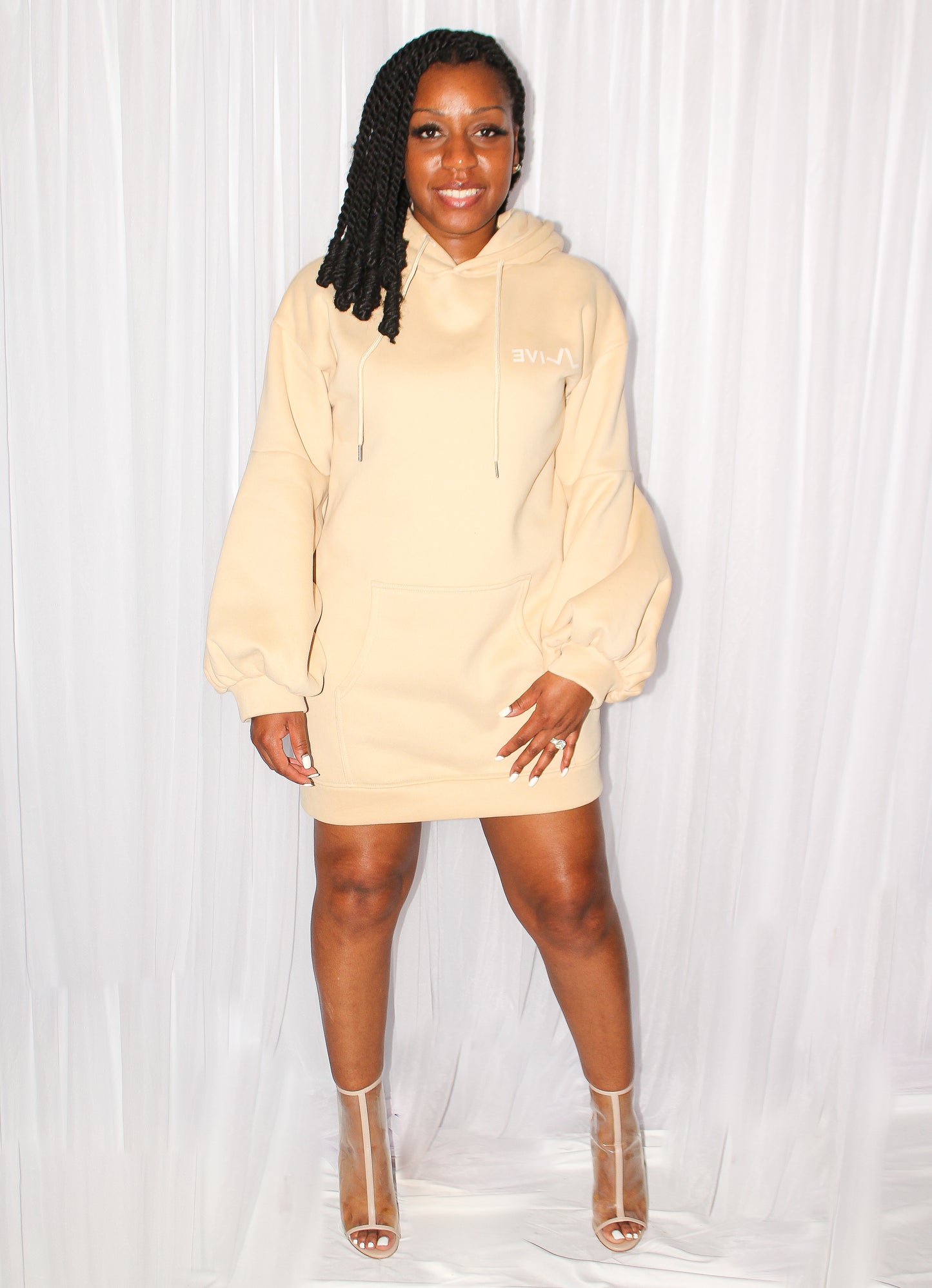 LIVE LIFE TAN OVERSIZED HOODIE DRESS