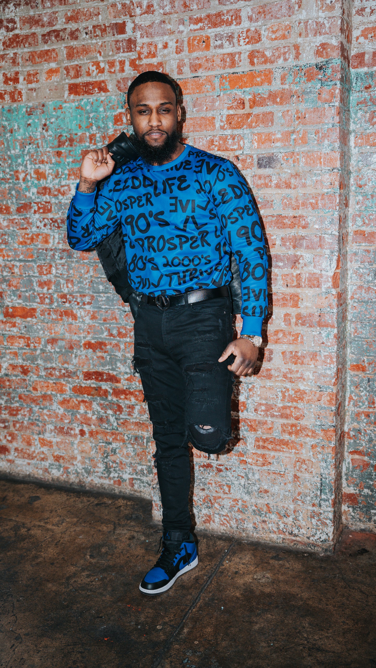 Live Life Blue Graffiti Sweater